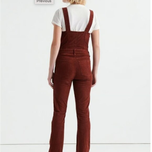 Lucky Brand Corduroy Flare Leg Retro Slim Fit Overalls - Picture 2 of 5